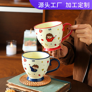 Cartoon <b>Ceramic</b> Mug Red And Blue Heat Resistant Couple Water <b>Cup</b> For Home Use Birthday Gift For Girls Souvenir - Product Image 5