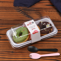 Boîte d'emballage pour beignets de petite taille, très vendue, remplie de pain au chocolat à la fraise, boîte d'emballage jetable transparente