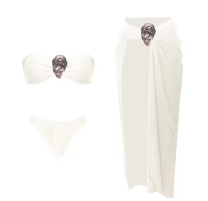 2025 fait à la main 3 pièces ensemble européen américain femmes sans bretelles Bandeau maigre bustier tubulaire maillot de bain avec taille haute mince <span class=keywords><strong>jupe</strong></span> <span class=keywords><strong>longue</strong></span> - Product Image 4