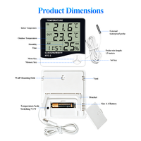 Termómetro Higrómetro Digital HTC-2 con Pantalla LCD Grande, Funciona con Batería, Medición de Temperatura Dual para Interiores y Exteriores