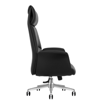 Chaise de bureau noire exécutive confortable à dossier haut en cuir véritable, réglable en hauteur, pour usage professionnel moderne et salle de sport