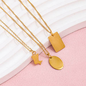 قلادة سلسلة أنيقة مطلية بالذهب عيار 18 من الفولاذ المقاوم للصدأ قلادة مستطيلة بيضاوية قلادة قلادة من المجوهرات العصرية - Product Image 3