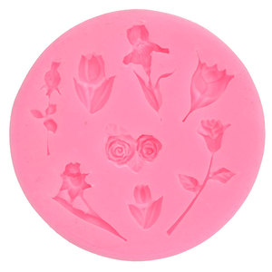 Moldes de Silicona para Decoración de Pasteles y Fondant, Diseño 3D Redondo con Flores, Hojas y Rosas - Product Image 5