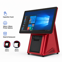 Terminal Punto de Venta de 15.6 Pulgadas con Pantalla para Clientes VFD, Escáner QR Opcional e Impresora para Uso en Mostradores de Pago de Restaurantes y Comercios Minoristas