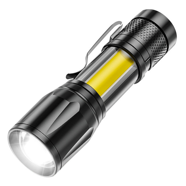 TAIKOO Zoom LED Multifunctional  Flashlight Small Hand Flashlight with Pen Clip COB+XPE Lamp USB Charging Easy Carry