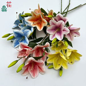 Lirios Orientales Artificiales, Flores de Seda Impermeables, Decoración Moderna para el Hogar - Product Image 1