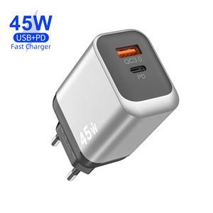 <span class=keywords><strong>Adaptador</strong></span> de Corriente de Carga Rápida AC20W con Carcasa Plateada en Aerosol, 5V2A12W, USB+PD QC3.0 para Teléfonos Móviles Android - Product Image 1