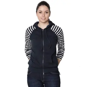 100% Cotton Solid Color Or Striped Custom Design Hoodies And Sweatshirt Stylish Slim fit Casual Winter Season Soft Women Hoodies