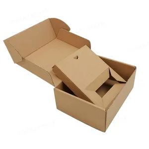 Pengiriman Kotak Kustom E-niaga Coklat Kraft Kotak Kertas Bergelombang Mailer dengan Sisipan
