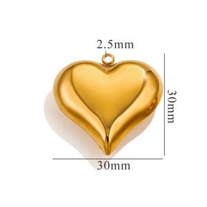 Chic gros gros bijoux fournitures plaqué or 18 carats Bulgy Puffy Puffed Puff coeur pendentifs à breloque - Product Image 5