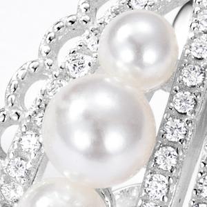 Boucles d'oreilles grimpantes en <span class=keywords><strong>argent</strong></span> sterling S925 avec grappe de perles coquillages et accent CZ, style vintage, filigrane dentelle, pour mariée, pour femme - Product Image 4