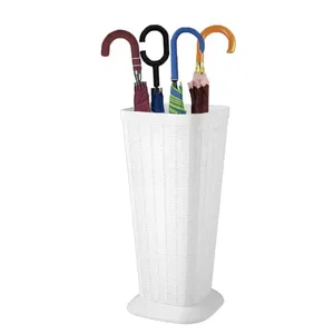 Portaombrelli Alto in Plastica con Struttura Intrecciata Effetto Rattan 26x26x51,5 cm, Cesto Rettangolare Resistente per Organizzazione Ingresso - Product Image 3