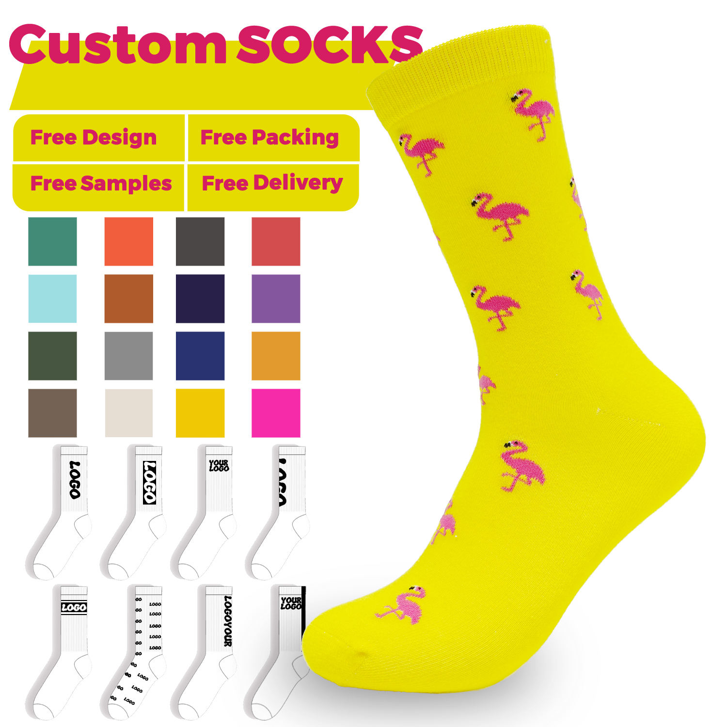 Custom Logo Print Pattern Socks Colorful Custom High Quality Socks Crew Men Cotton Unisex Funny Dress Socks Wholesale