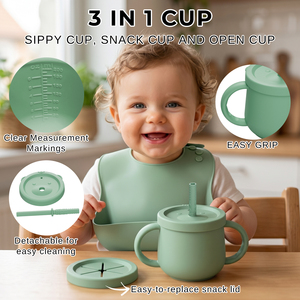 Set de Alimentación para Bebés de Silicona Libre de BPA, Vajilla Infantil de Silicona de Grado Alimenticio, Plato Dividido con Ventosa, Destete Dirigido por el Bebé - Product Image 2