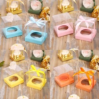Boîtes à cupcakes en ruban Transparent pour animaux de compagnie, boîte d'emballage de gâteaux pour les entreprises, décor d'emballage de fête de mariage et de noël