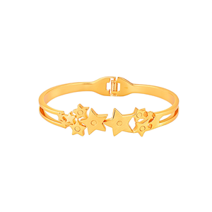 Brazalete de acero inoxidable 316L con diseño de estrella, chapado en oro PVD, joyería de moda para mujer - Product Image 2