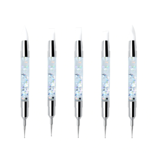 Dual Ended Silicone Nail Art Sculpture <b>Pen</b> Metal Handle Ultra Soft 3D Carving Design Tool for <b>Glitter</b> Powder Liquid Gel DIY - Product Image 1
