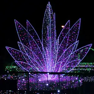 lighted flower 3d plant led lotus 3d motif Christmas decoration lights