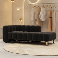 Canapé de Chambre ou de Salon Moderne de Luxe en Velours Style Scandinave avec Dossier Accessible, Chaise Longue Impériale et Banc à Chaussures