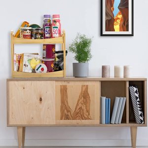 Wooden Desktop Storage <b>Rack</b> 2 Tier Rectangle Multipurpose Organizer For <b>Kitchen</b> Snacks Spices Cosmetics Bathroom Toiletries - Product Image 5