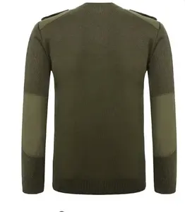 Verde V-Neck camisola lã acrílica camisola para homens