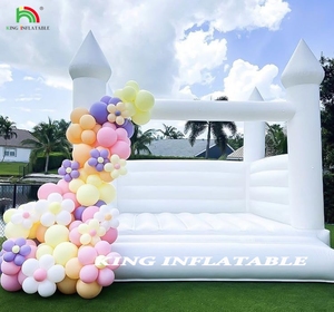 Castillo Inflable Brincolín de PVC de Grado Comercial Blanco de 13x11.5x10 Pies para Cumpleaños/Fiestas/Bodas - Product Image 1