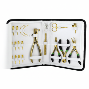 Top Rated Hair Extension Tools Kit Weft Pressing Tool for Tape-In Extensions Keratin Bond Cutter and Loop Hook <b>Set</b> Steel Made - Product Image 1
