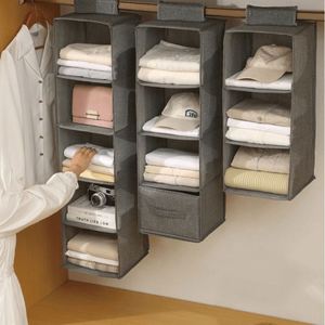 Sacs de rangement pliables en tissu durables pour vêtements, sous-vêtements et chaussettes - Organisateur suspendu pour placard de chambre - Product Image 1