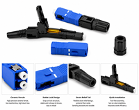 Adaptador de Fibra Óptica Monomodo ZAWEDA CT001 LC de Conexión Rápida para Redes FTTH 4G con 1 Año de Garantía