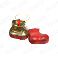 Boîte en métal en forme de chaussette de Noël, boîte en métal personnalisée avec logo, emballage pour truffes au chocolat au lait, boîte en métal pour décorations de Noël à suspendre, boîte en métal cadeau