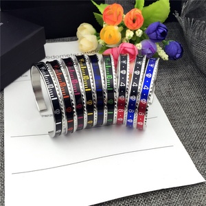 Moda personalizar 18K chapado en oro Acero inoxidable plata negro velocímetro números romanos Dial escala moda apertura brazalete brazaletes - Product Image 3