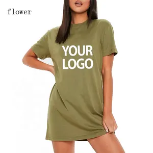 High quality 100% cotton custom-made logo ladies casual oversized ladies T-shirt dress Ms T-shirt