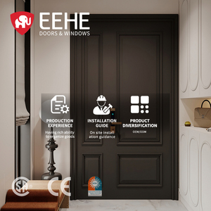 Porta d'Ingresso EEHE a <span class=keywords><strong>Doppia</strong></span> <span class=keywords><strong>Anta</strong></span> con Finitura Effetto Legno Verniciata a Spruzzo, Antieffrazione, Impermeabile, Antivento, Durevole, in Alluminio per Esterni - Product Image 1