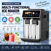 Machine à glace pilée 3-en-1 multifonctionnelle 15KG/24H pour usage commercial, machine à glace automatique de comptoir pour slush et eau froide