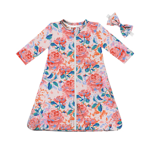 Sac de couchage zippé à imprimé floral pour bébé fille avec bandeau assorti, couverture portable personnalisée à imprimé de vacances pour nourrissons de 0 à 24 mois - Product Image 5