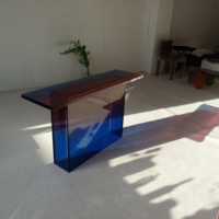 Table d'entrée dégradé de couleur nordique double salon Table Console colorée acrylique domestique