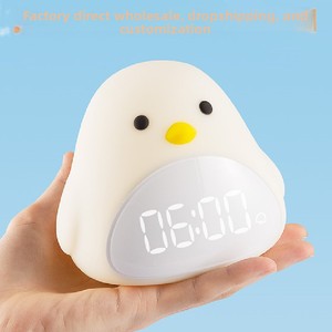 Réveil multifonction Time Bird, rechargeable par USB, en gel <span class=keywords><strong>de</strong></span> silicone, silencieux, pour étudiants, avec thermomètre LED, calendrier, <span class=keywords><strong>veilleuse</strong></span>, design mignon - Product Image 4