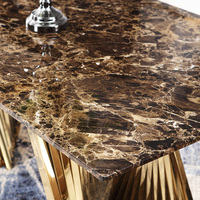 Ensemble de table à manger moderne de luxe en acier inoxydable avec cadre doré et plateau en marbre pour 8 personnes, pour le salon, meubles de maison
