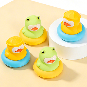 Juguetes de Baño de Silicona con Forma de Pato OEM/ODM, Juguetes de Silicona para Piscina con Forma de Rana, Juguetes de <span class=keywords><strong>Bañera</strong></span> con Rociador de Agua para Bebés - Product Image 1
