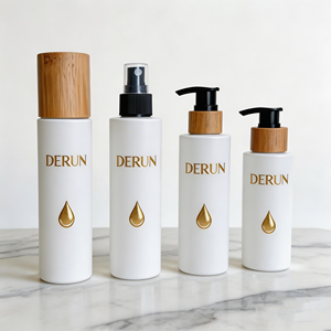 Envase <span class=keywords><strong>de</strong></span> Vidrio con Tapa <span class=keywords><strong>de</strong></span> Madera para Cosméticos al por Mayor: Emulsión Acuosa, Esencia, Crema Facial, Spray Limpiador Facial y Protector Solar - Product Image 4