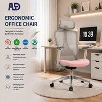 Chaise de bureau ergonomique à dossier haut en maille avec support lombaire réglable et accoudoirs 3D, fabricant OEM