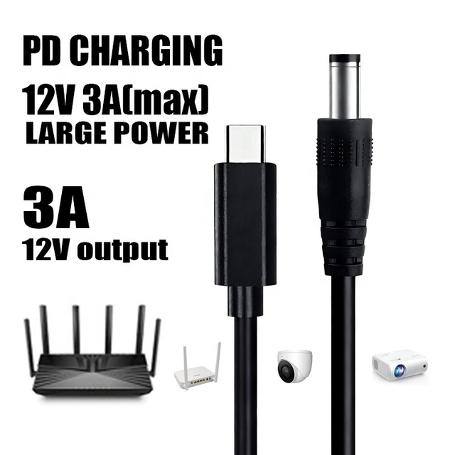 9V 15V 20V 12V 3A PD Trigger USB Type C to DC 5.5x2.1mm Power Jack Charger Cable for Wifi Router Modem Projector Camera Laptop