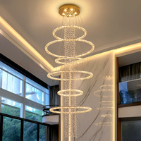 Lustre moderne en verre soufflé à la main en spirale transparente, luminaire suspendu LED pour villa, salon, escalier, plafond haut