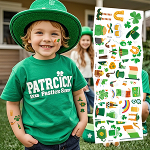 Día Nacional Irlandés Día <span class=keywords><strong>de</strong></span> San Patricio Fiesta <span class=keywords><strong>de</strong></span> dibujos animados para niños Papel personalizado Pegatinas <span class=keywords><strong>de</strong></span> <span class=keywords><strong>tatuaje</strong></span> temporal <span class=keywords><strong>de</strong></span> moda para el cuerpo - Product Image 1