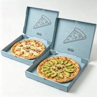 Boîte à pizza en carton ondulé bleu personnalisée, 12/16 pouces, emballage alimentaire pour livraison à emporter pour restaurants