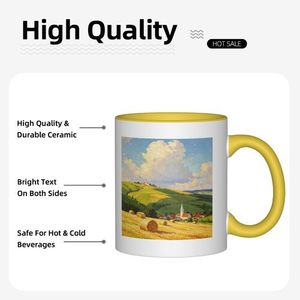 Taza de Cerámica AB Sides con Diseño de Paisaje Campestre, Asa y Cuerpo Amarillos, Impresión Sublimada, Vajilla para el Hogar - Product Image 4