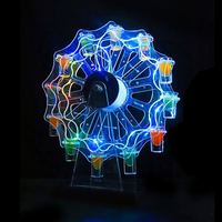 Grand plateau de verre à liqueur LED en plastique acrylique Présentoir tournant Porte-vin Porte-gobelet à cocktail pour discothèque