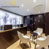 Vitrine de luxe en bois foncé pour bijouterie et horlogerie haut de gamme, comptoir d'exposition de montres