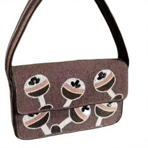 Bolso de Mano de Algodón Bordado a Mano con Cuentas de Vidrio, Diseño Rectangular con Patrón de Copa, Temática de Halloween y Navidad, Bolso de Hombro para Mujer - Product Image 1