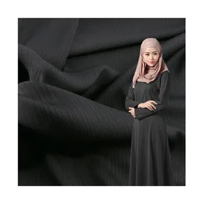 Nida vải Nhà cung cấp tại Trung Quốc Polyester abaya lụa máy bay phản lực vải màu đen karachi cao cấp ameera Indonesia nida vải